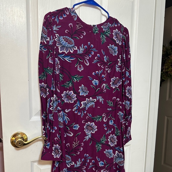 Ann Taylor Loft 8 Petite Long Sleeve Purple Dress With Floral Design - Picture 1 of 4